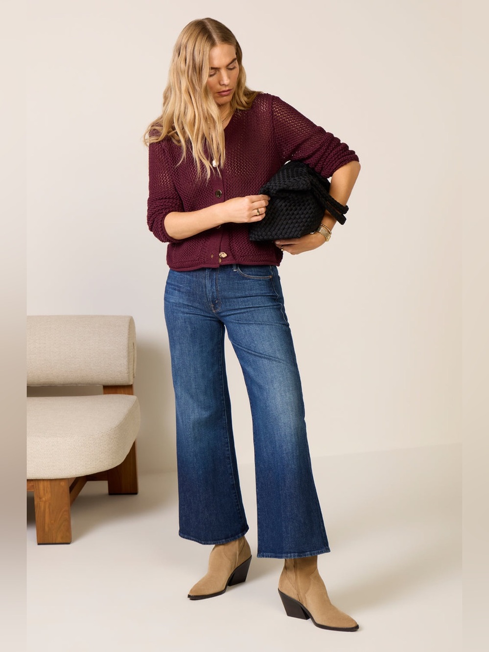 Evereve Emery Open Stitch Cardigan - Vino